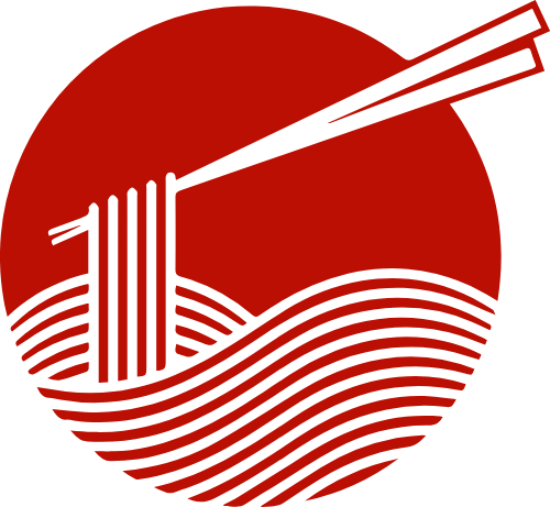红色筷子夹面条矢量图形矢量logo