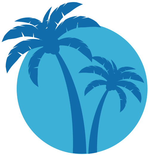蓝色海滩椰子树logo图标 logo png