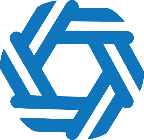蓝色六边形纽带组合图案logo素材 logo png