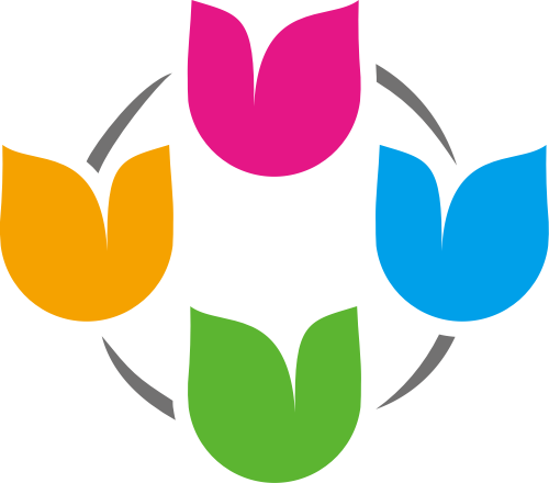 彩色花朵形状社交媒体团队相关矢量logo图标