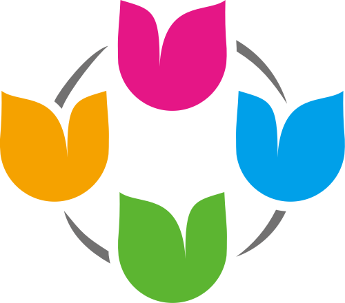 彩色花朵形状社交媒体团队相关矢量logo图标 logo png
