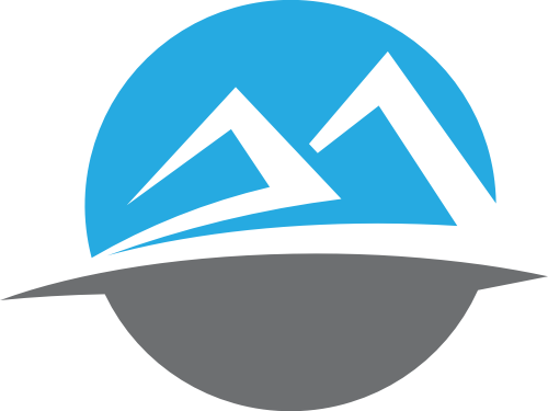 蓝色圆形灰色雪山矢量logo图标