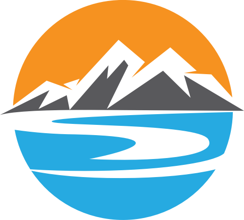 橙色蓝色雪山矢量logo图标