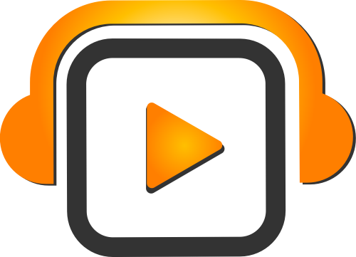 橙色视频标志带耳机矢量logo图标 logo png