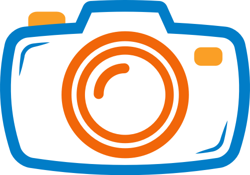 蓝色橙色相机矢量logo图标