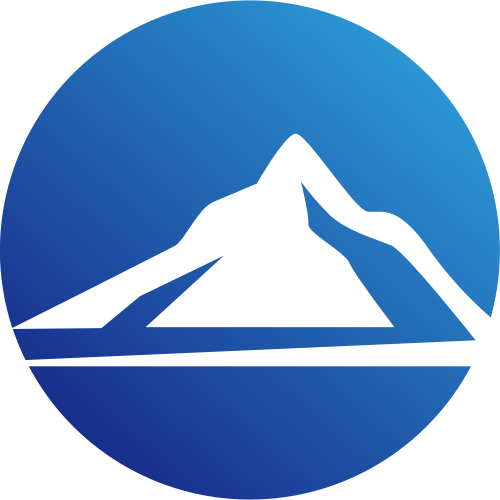 蓝色圆形山矢量logo图标