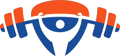 橙色蓝色人物举重矢量logo图标 logo png