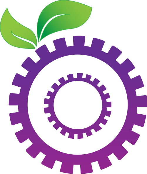 紫色齿轮绿色叶子矢量logo图标 logo png