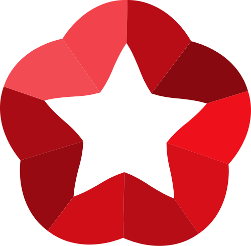 红色花朵五角星矢量logo图标