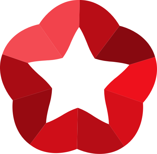 红色花朵五角星矢量logo图标 logo png
