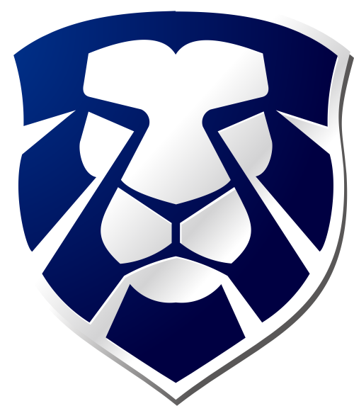 蓝色狮子盾牌矢量logo图标