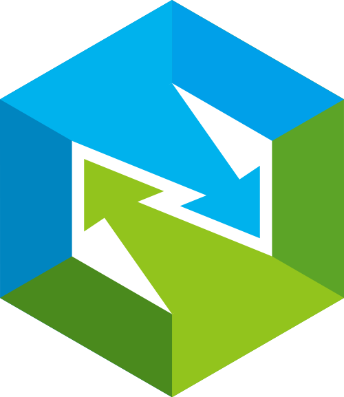 蓝绿箭头方体抽象矢量logo图标
