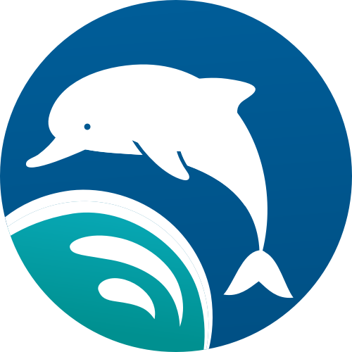 蓝色绿色海豚圆形矢量logo图标 logo png