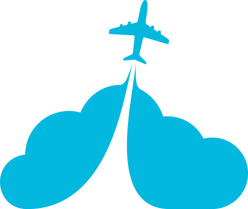 蓝色云朵飞机矢量logo图标 logo png