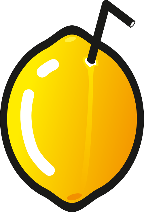 黄色柠檬吸管矢量logo元素
