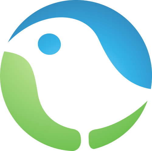蓝色绿色圆形小鸟矢量元素 logo png