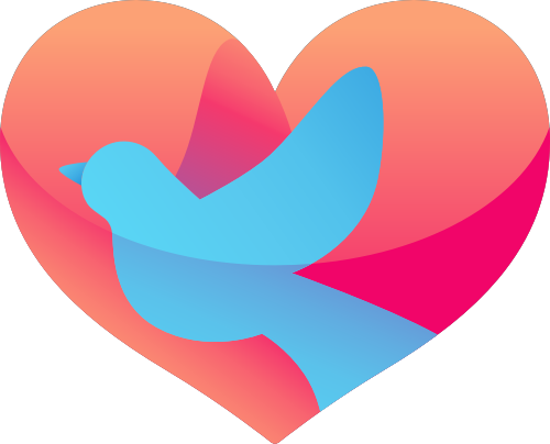 红色心形蓝色小鸟矢量logo图标 logo png