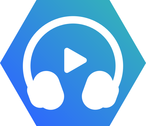 蓝色六边形耳机矢量logo元素