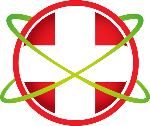 红色球形环绕十字矢量logo元素 logo png