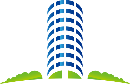 蓝绿色大楼矢量logo元素 logo png
