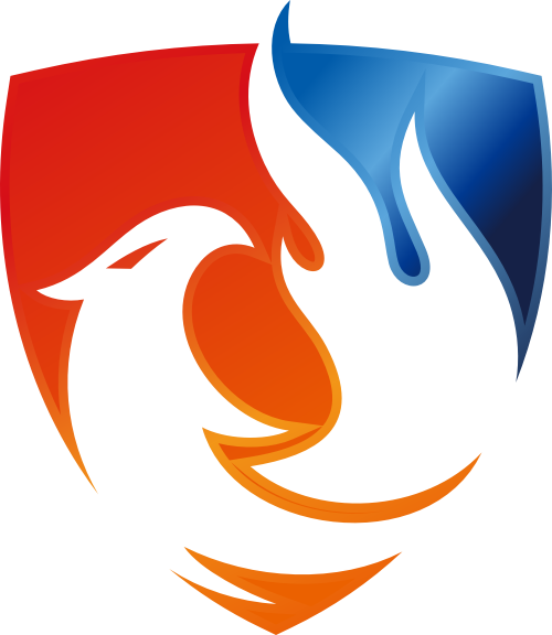 橙色蓝色凤凰盾牌矢量logo logo png