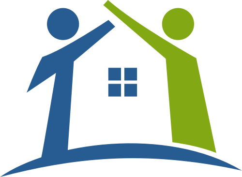 蓝绿色人物房子矢量logo元素 logo png