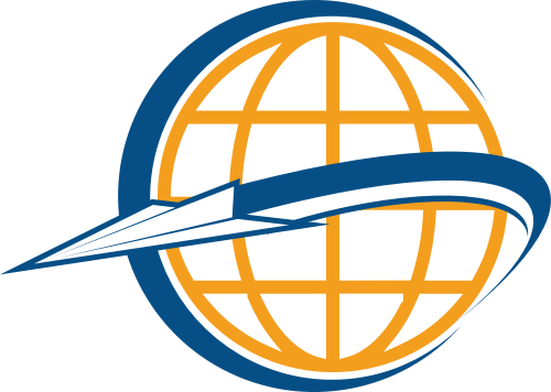 橙色蓝色地球纸飞机矢量logo元素 logo png