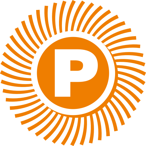 橙色太阳字母P矢量logo