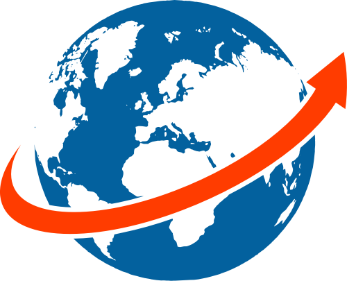蓝色红色地球箭头矢量logo元素