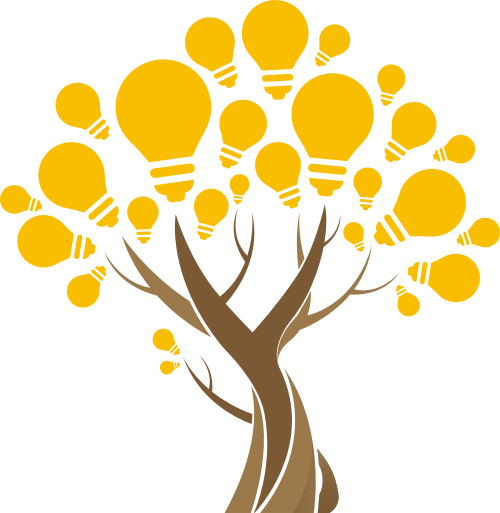 彩色灯泡树矢量logo
