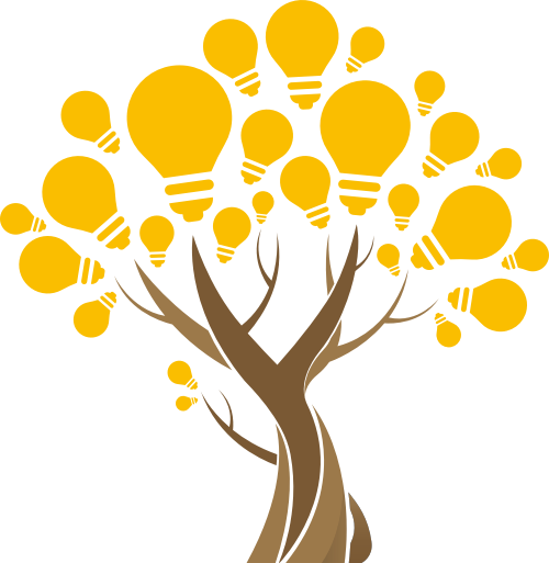 彩色灯泡树矢量logo logo png