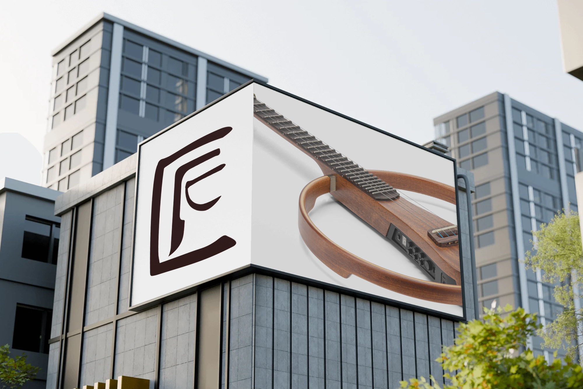 室外大楼拐角弯折大型广告牌logo样机 (1727422320) - AI设计师