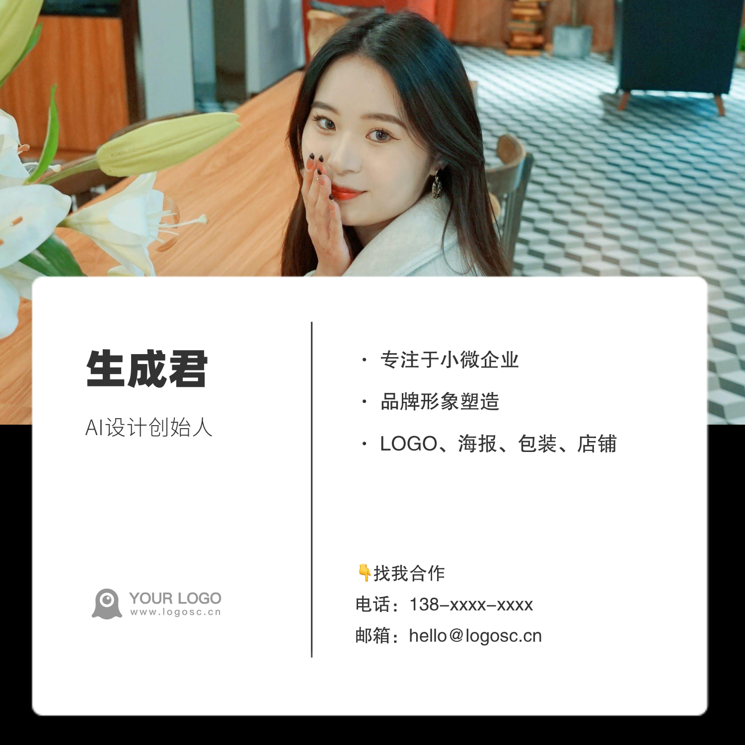 黑白色简约朋友圈封面电子卡片