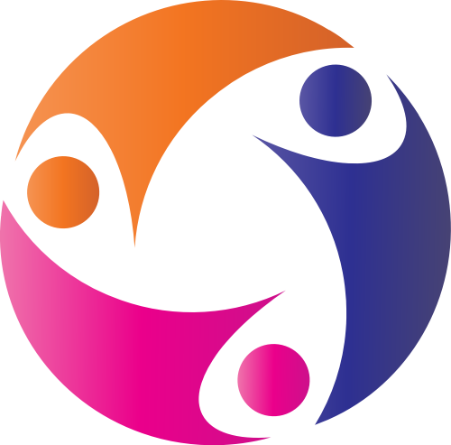 三色人物团队合作螺旋矢量图标矢量logo