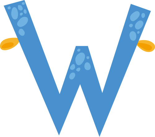 蓝色海洋系字母Wlogo设计素材 logo png