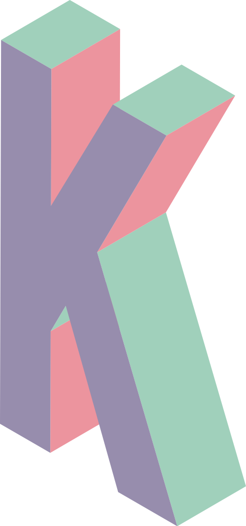 彩色字母K立体拼色logo设计素材