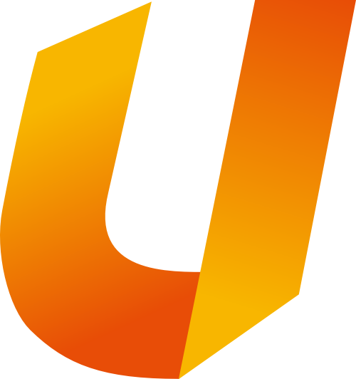 渐变红黄字母U折纸矢量logo图片