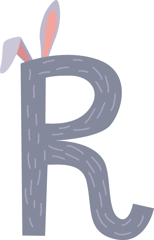 兔子字母R可爱动物logo素材图片
