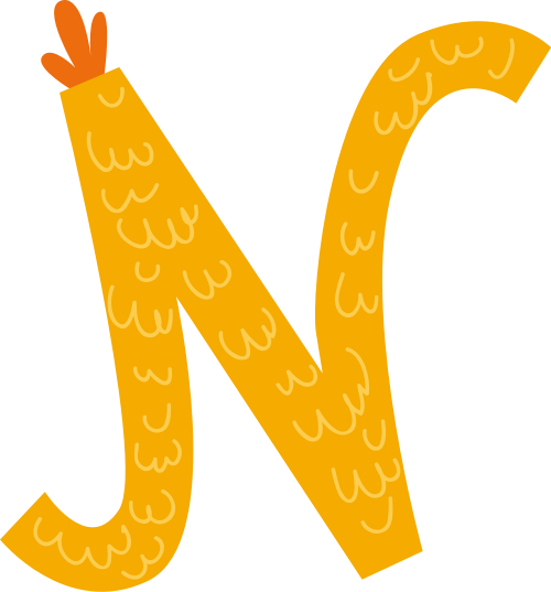黄色小鸡字母N可爱动物矢量logo图标