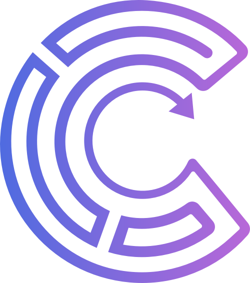 紫色渐变箭头半圆字母C矢量标志图片 logo png