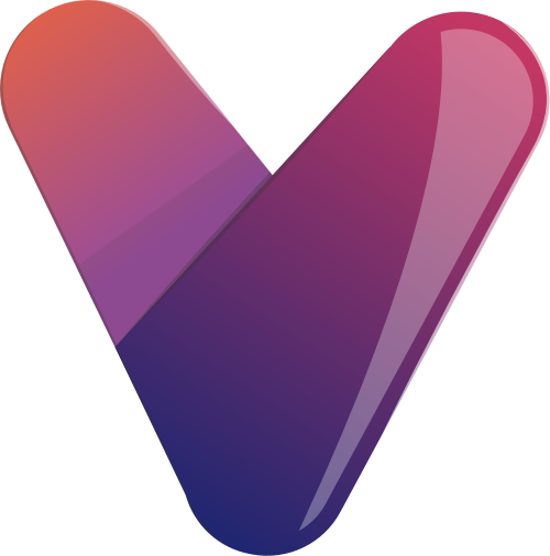 立体紫色渐变v字形矢量图形 logo png