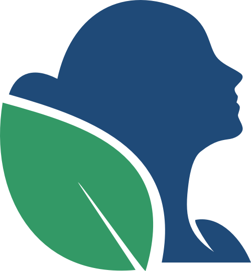 蓝色女孩绿叶健康美容logo图标素材
