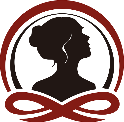 深红色半圆蝴蝶结女孩美容logo图标素材
