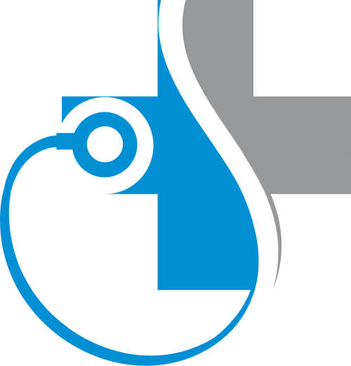 蓝色灰色十字形探听器医疗健康logo图标素材