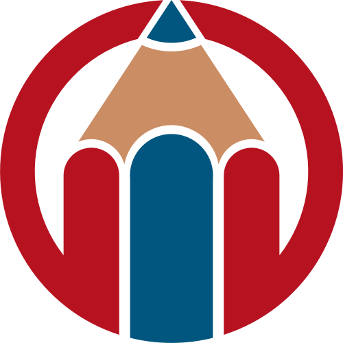 红色圆形铅笔艺术教育培训logo图标素材