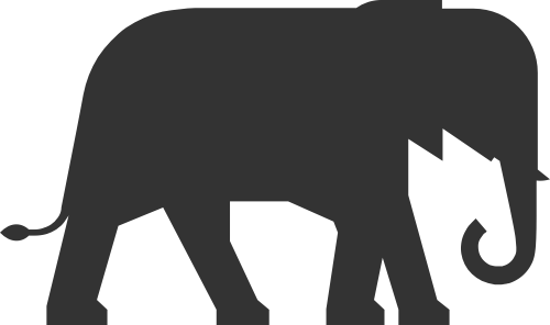黑色剪影动物大象矢量图标素材 logo png