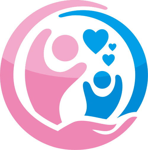 粉色蓝色母婴呵护爱心矢量图标素材 logo png