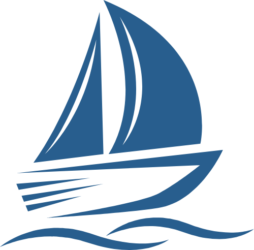 蓝色帆船乘风破浪矢量logo logo png