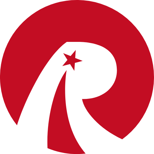 红色五角星R字母 logo png