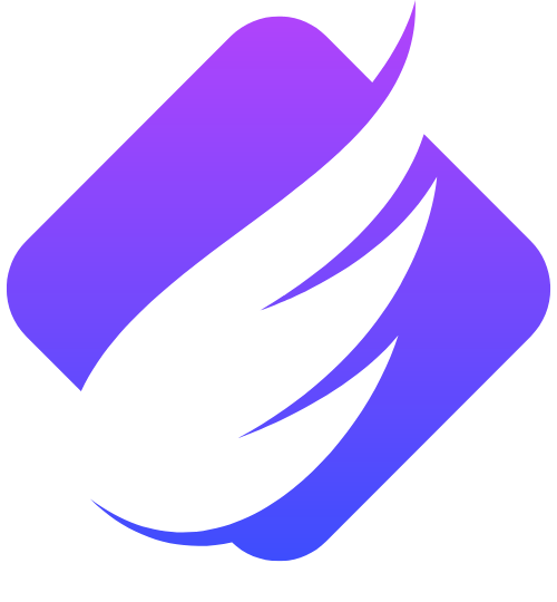 紫色渐变翅膀科技风图形 logo png